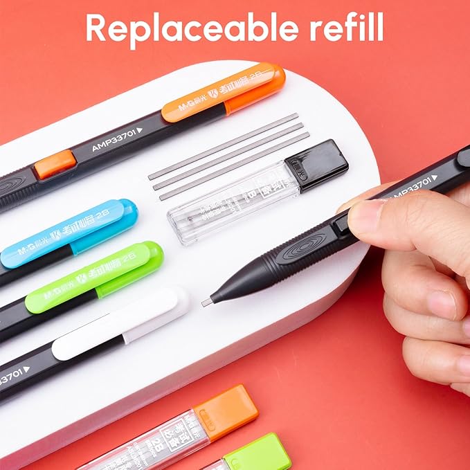 M&G 6 Pack Mechanical Pencils with Erasers 1.8mm, 3 Tubes of Lead Refills, Bulk Mechanical Pencils for School Supplies, Teacher Supplies, Drawing Pencils, Sketching Pencils