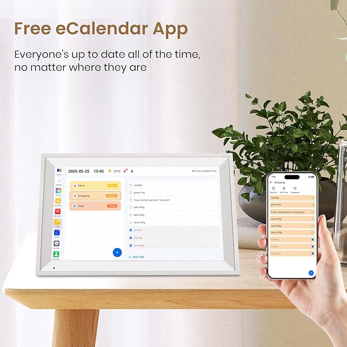 15.6" Smart Family Calendar Wall Display, Touchscreen Digital Planner with Chore Chart & WiFi Sync, Interactive Home Organizer for Schedules, Tasks & Meal Planning