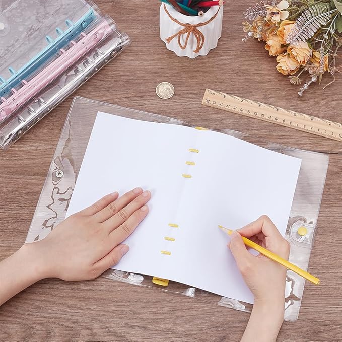 FINGERINSPIRE 4Pcs A5 Transparent Soft PVC 6-Ring Binder Cover 4Color Soft Notebook Planner Folder PVC Covers Binder 6-Hole Binders Notebook Covers Refillable Ring Binders Folder for Cover Protection