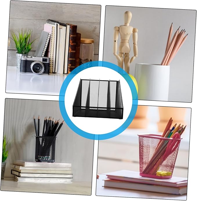 Luxshiny Iron Mesh Compartment File Holder Compartment Desk Organizer for Efficient Office Storage Iron Material for Home and Office Use