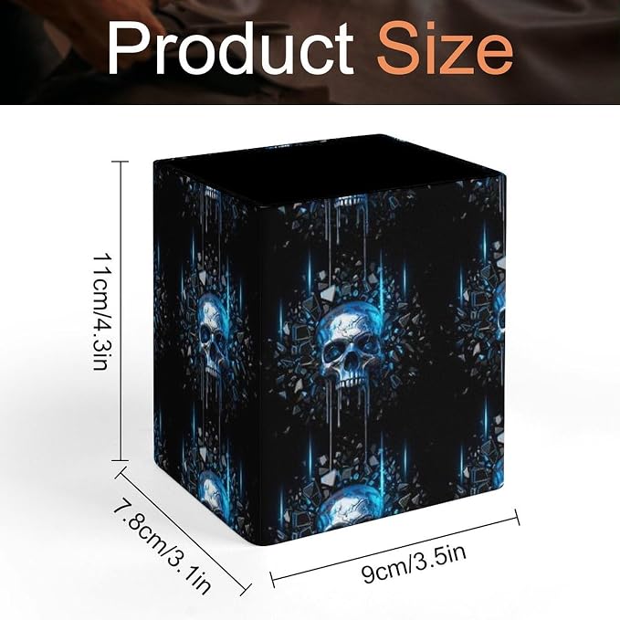 Pen Holder Stand For Desk, Pencil Pen Holder Cup, Desktop Stationery Organizer, Waterproof Multifunctional Office Supplies Cool Sugar Skull Black