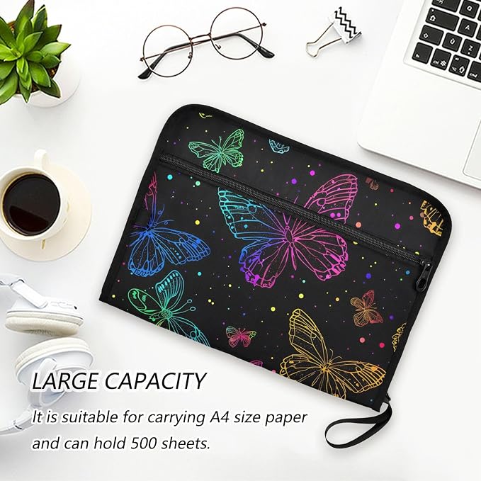 ALAZA Colorful Butterfly Expanding File Folder, 13 Pockets Expandable Document Organizer Folder with Zipper Closure for Home Office A4 Letter Size Paper Document