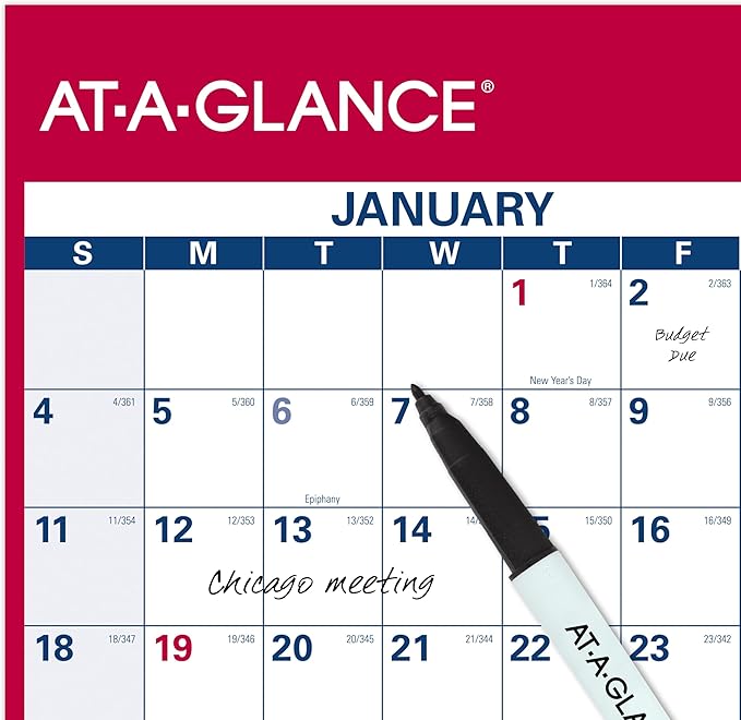 AT-A-GLANCE 2026 Erasable Calendar, Dry Erase Wall Planner, 48" x 32", Extra Large, Vertical-Horizontal, Reversible (PM3262826)