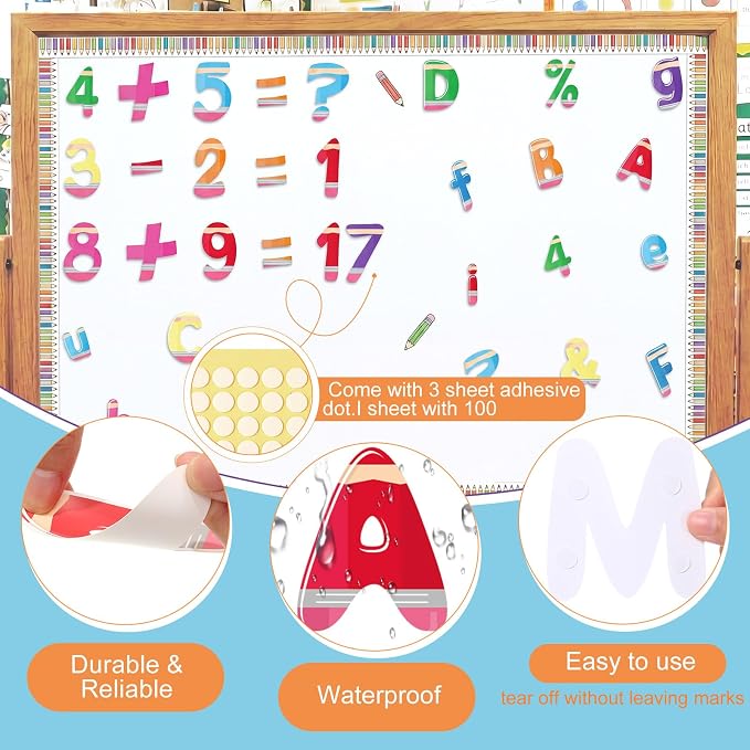 221 Pcs Pencil Bulletin Board Letters, Round Alphabet Number Punctuation Symbol Combo Letter Cutouts, Colorful Classroom Decor for Summer School Classroom Chalkboard Poster Bulletin Board Wall