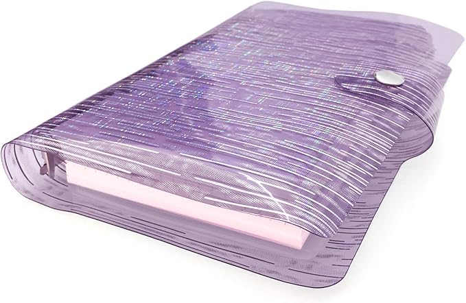 A6 A5 6-Holes Colorful PVC Cover Personal Organizer with Snap Button Closure File Folder for Loose Leaf Sheet Notebook (Purple Rain, A6 Combo)