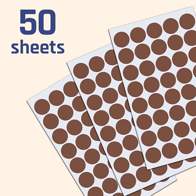 2000 Pack, 3/4" Round Dot Stickers Circle Labels - Brown
