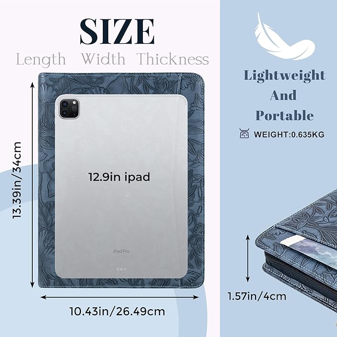 Calfinder Personalized Portfolio for Women&Men, Free Name Engrave,Customized Leather Padfolio with Logo or Name, Business Portfolio with A4 Writing Pad Holder for Resume,Interview