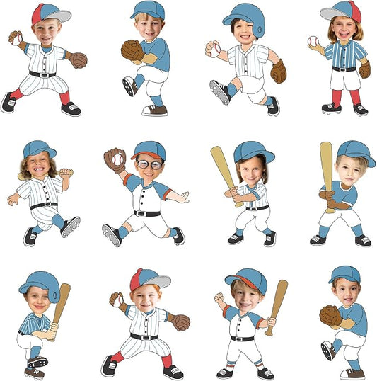 OBUSATT 60 Pcs Baseball Player Theme Cutouts Baseball Bulletin Board Decoration Sports Paper Cut-Outs Classroom Decor for Boy Girl Classroom DIY Craft Photo Kindergarten School Wall Supplies Baseballs