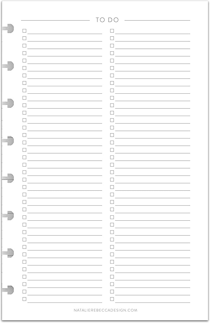 BetterNote To Do List Refill Pages for Disc Notebooks, Fits Levenger Circa, Happy Planner, Staples Arc, TUL, Talia (8-Disc, 5.5"x8.5", Classic- 25 Sheets)