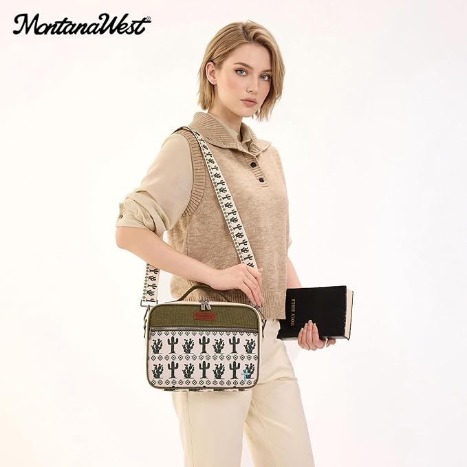 Montana West Bible Covers for Women Men with Leather Bookmark Carrying Book Case Church Bag Outdoor Protective