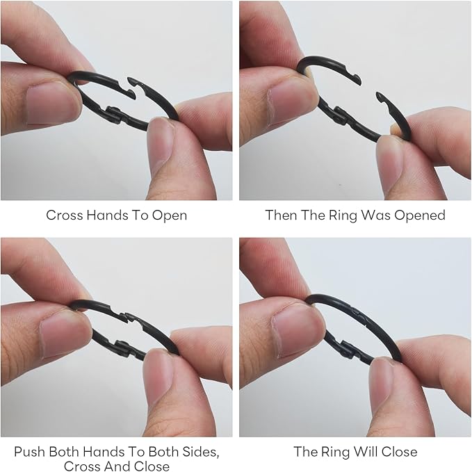 100 Pack 2/3 Inch Binder Rings, Black Book Rings Index Card Ring, Metal Ring Binder Clips Key Rings Paper Rings for Office, School, Home (Black, 15mm)