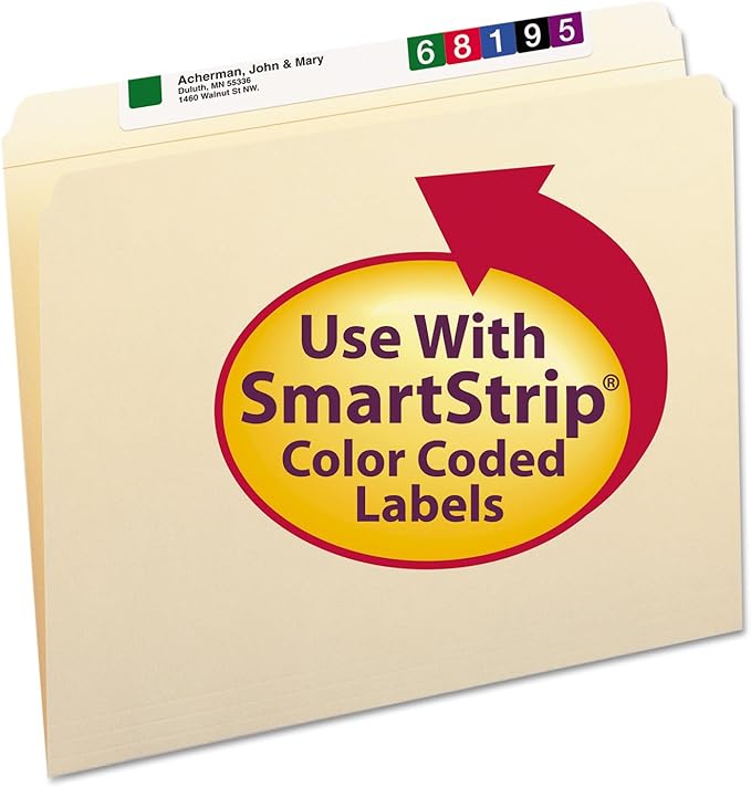 Smead File Folder, Reinforced Straight-Cut Tab (Not Undercut), Letter Size, Manila, 100 per Box (10310)