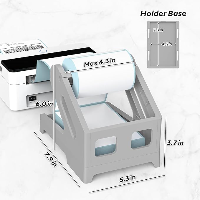 PONNOR Label Holder for Rolls and Fanfold Labels Shipping Labels Stand Desktop Thermal Printer DIY Accessory Business Supplies for Home, Office(Grey)