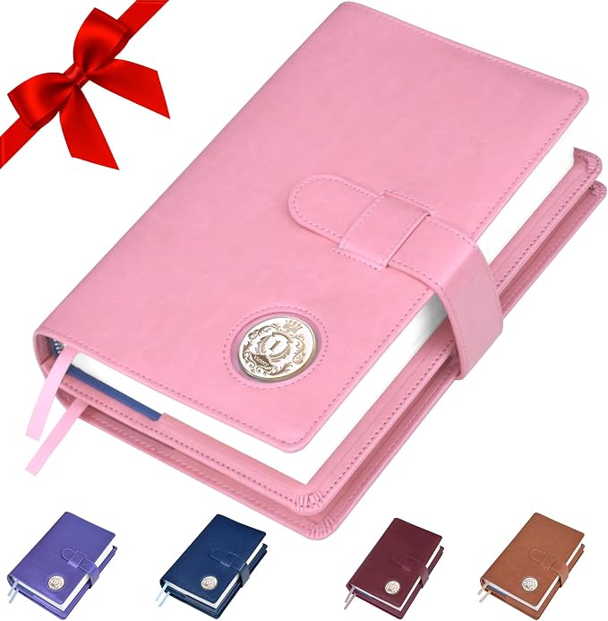 GALILEO® Double AA Big Book Cover & 12 Steps & 12 Traditions | Medallion Holder | AA Gift | Alcoholics Anonymous | PU Leather | AA Book Covers for Hardcover (Plain/Coin Pocket/Pink)
