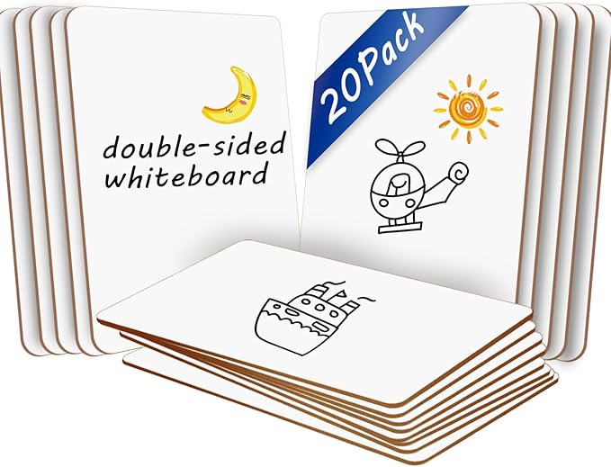20 Pack Double Sided Dry Erase Board Classroom Pack 12'' x 9'' Small Whiteboards for Office Teachers Students Schools Supplies Thickness 3mm Mini Answer Paddles Easy to Wipe