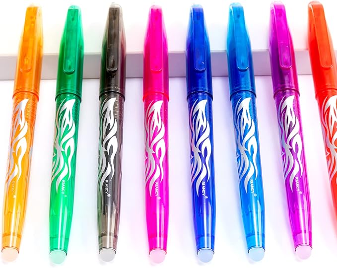 RIANCY Erasable Pens Erasable multicolored Gel Ink Rolling Ball Extra Fine point Smooth Writing 0.5mm pens with Eraser For Students Classroom Teacher Office Stationary School Supplies Gifts(8colors)