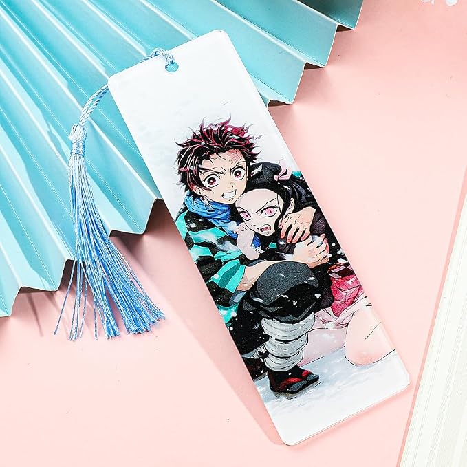 Anime Demon Kamado Acrylic Bookmark - Anime Tanjiron Zenitsu Giyuu Kyoujurou Figure Page Mark Reading Tool, Holiday Gifts for Reading Fans Book Lovers Bookworm (Style H)