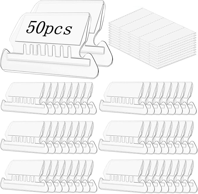 Folder Labels,50+50 Sets of Hanging Folder Label Tabs and Inserts for Hanging Folders for Quick Identification, (2 in， Clear)