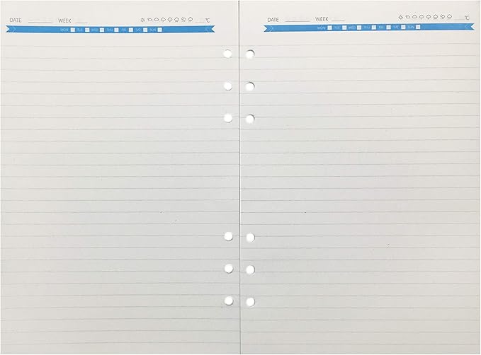 Zelten Refills/Loose Leaves for A5 Cover Ring Binder/Personal Organizer/Planner(A5 6 Holes, Lined Blue)