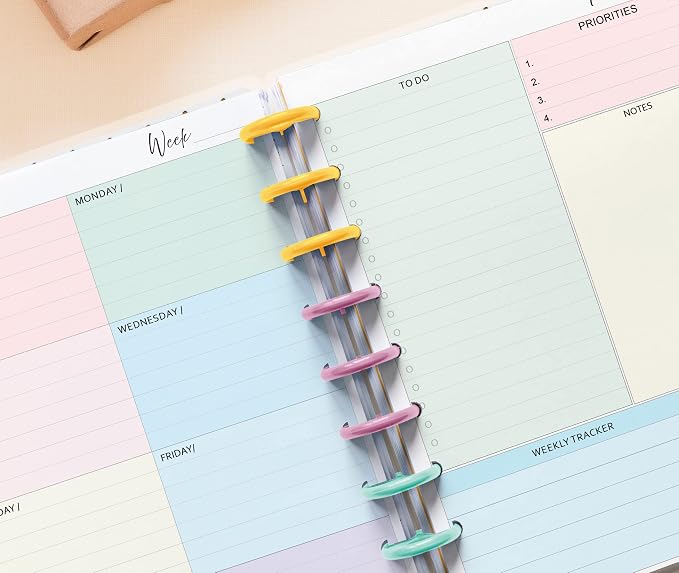Weekly Planner Inserts – Undated Weekly Calendar Planner Refills for 7-Disc Mini Planners (4.5 x 7 Inch) | NOTIQ Mini Capsule S6 Compatible