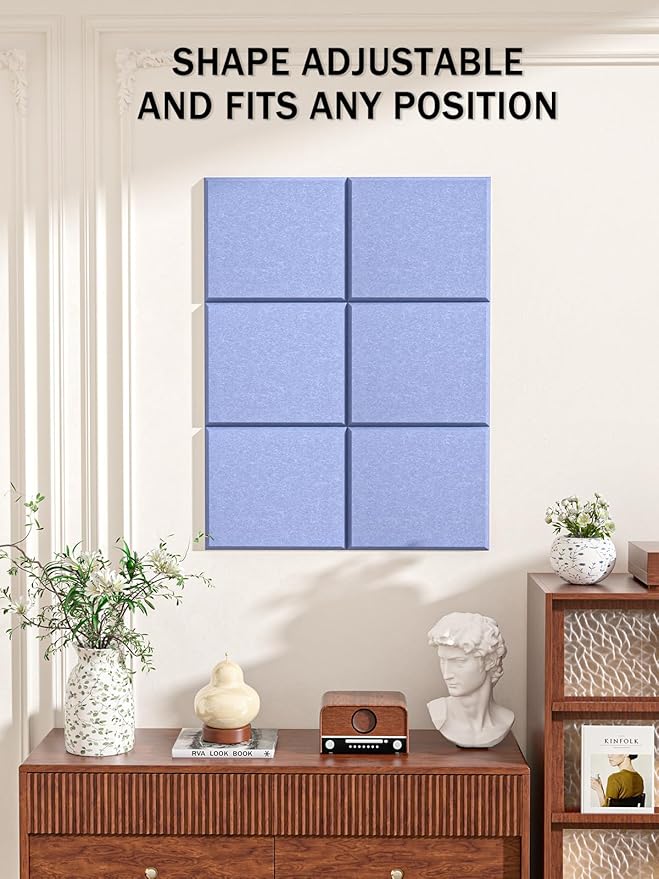 Hsurbtra Cork Board for Wall 24 x 18 Inch, 6 Pack Felt Bulletin Notice Board with Pushpins for Office Home School Farmhouse Wall Decor, Blue