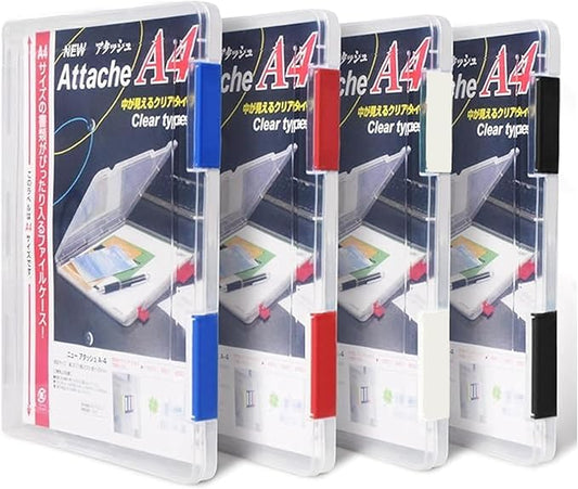 A4 Paper Holder Portable File Box Clear Plastic Document Case Waterproof Dustproof PP Storage Folder Magazine Filing Organizer Office/School Supplies - Pack of 4