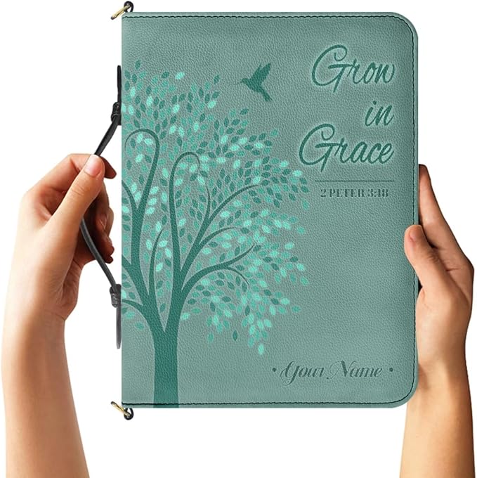 Personalized Bible Cover Case for Women - Custom Your Name Womens Bible Case with Zipper, Handle & Detachable Adjustable Strap, Large Bible Covers for Women – Bible Study Supplies, Green