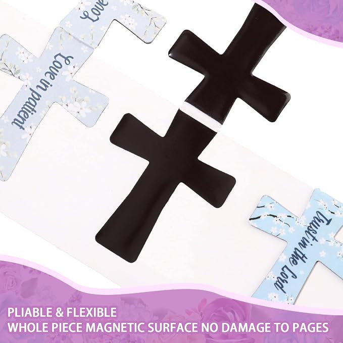 48 Pcs Magnetic Cross Bookmarks Bulk Church Gifts Christian Gifts for Women Bulk Christian Bookmarks Bible Verse Magnetic Page Clips for Women Christmas School Bible Study Group(Floral Style)