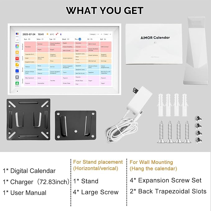 15.6 Inch Digital Calendar Wall Touch Screen, 64GB Electronic Calendar Wall Planner & Chore Chart, Touchscreen Family Organizer for Schedules,Wall and Desk Mountable,Gifts for Women Men Mom Dad
