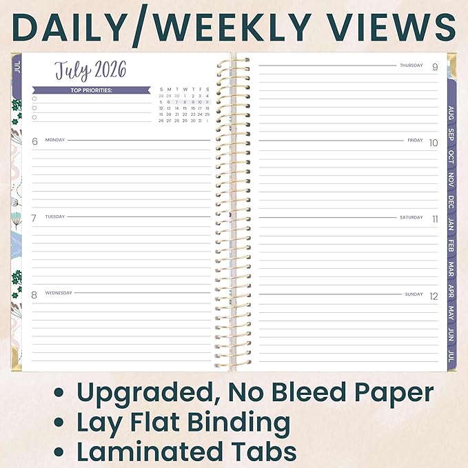 bloom daily planners HARDCOVER Planner 2026-2027 for Women - Academic Year (July 2026 - July 2027) 13 Months - A5 Monthly & Weekly Agenda Book - 5.5” x 8.25” - Seaside Whimsy