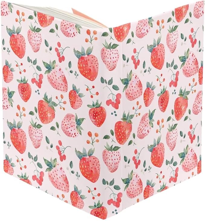 Dreaweet Strawberry Book Covers for Girls Stretchable Book Sleeve Protector 9 x 11 Inch Hardcover Book Socks Back to School Gifts