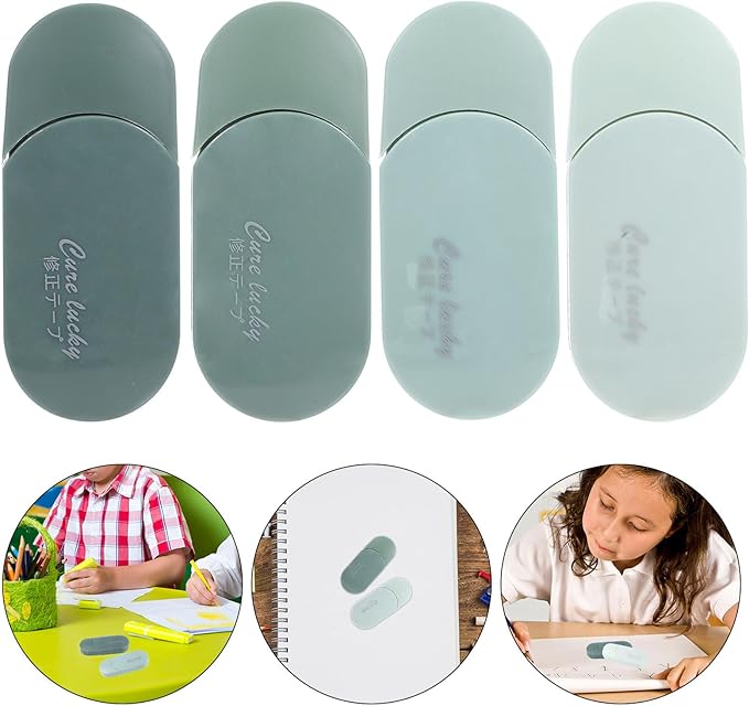Zerodeko 6pcs Student Correction Tape Pen, Large Capacity Gradient Green Adhesive Tape Roller for School and Office Writing Mistake Correction
