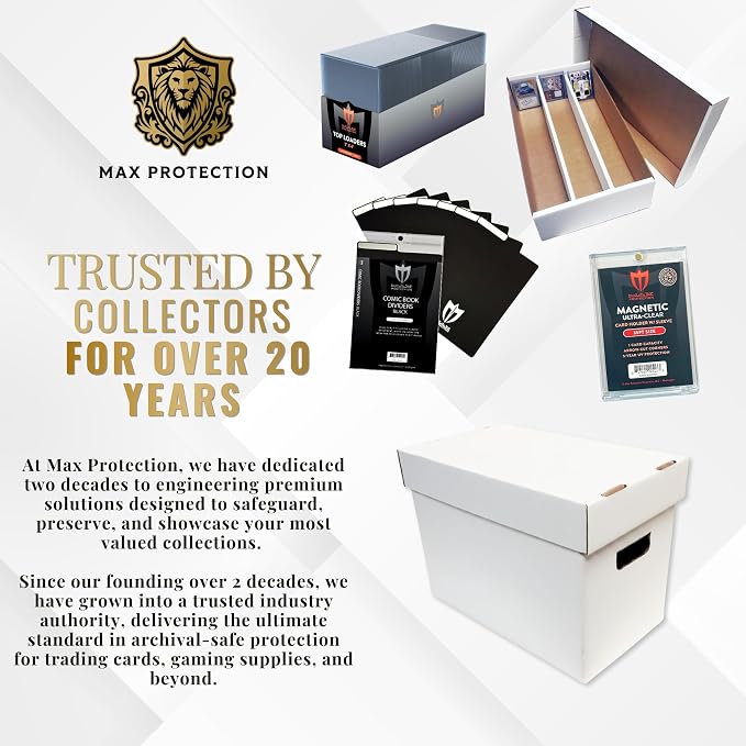 Max Protection Comic Book Storage Boxes - Pack of 3 - Short Cardboard for 150-175 Comic Books - Double Thickness Design - Premium Stackable Book Box for Silver Age & Modern Comics