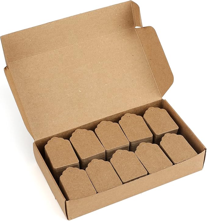 jijAcraft 1000Pcs Price Tags, Brown Clothing Tagsfor Retail, Small Kraft Blank Tag for Labeling Price, Size, Number, Writable Price Tags for Business Supplies Selling Jewlry, Clothes (2" X 1.3")