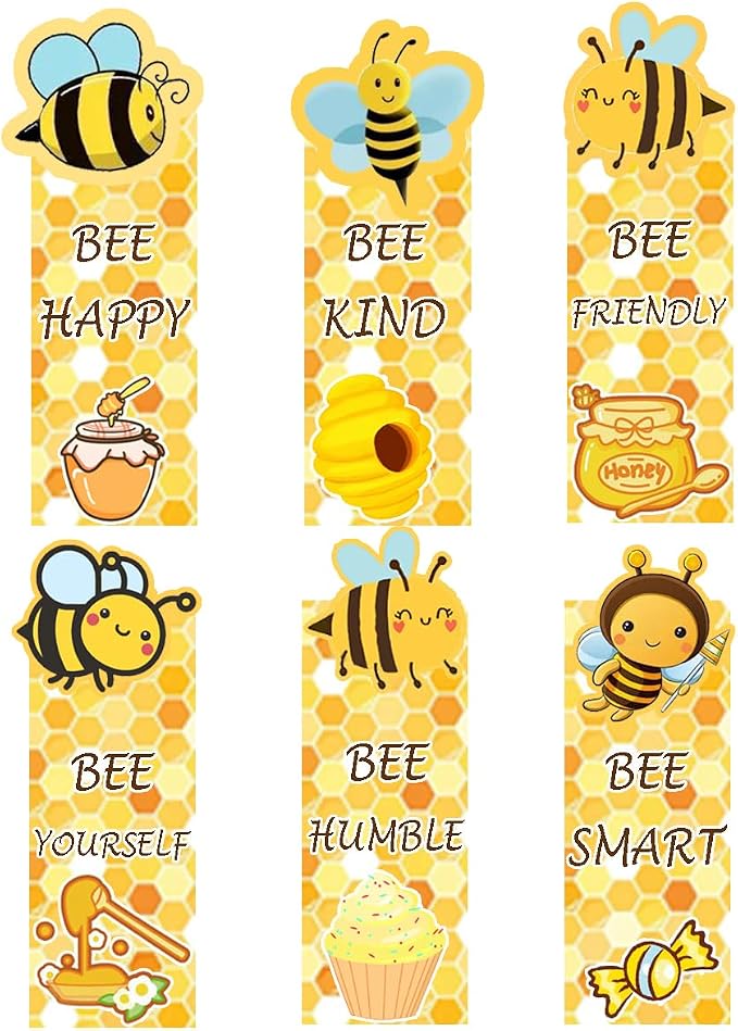 Cute Bee Bookmarks,1.6 * 5.5Inch Motivational Paper Bookmark Pack,60PCS Book Marks for Reading,Class Supplies for Students in Bulk,Fun Bookmarks
