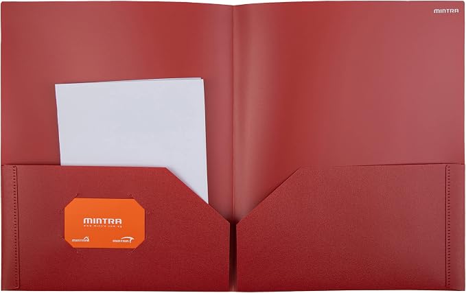 Mintra Poly Pocket Folders 3pk - Heavy Duty (Chili Oil/Arctic Ice/Green Olive)