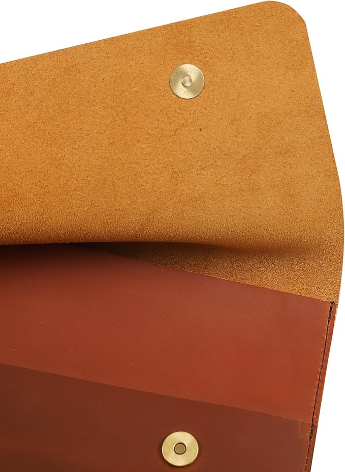 Leather Tablet Sleeve - 12.9 Inch iPad Sleeve, Document Holder Folio File Holder, Genuine Leather Laptop Sleeve Case for Protection and Style-Brown-Custom