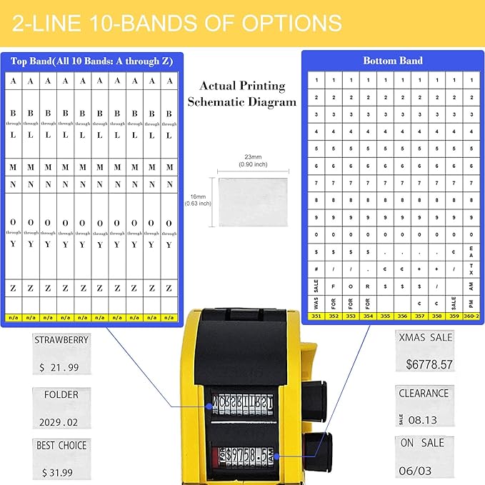 Motex MX-2316 New Version 2 Line 20 Digits Price Tag Gun and 10,000 White Blank Labels Kit