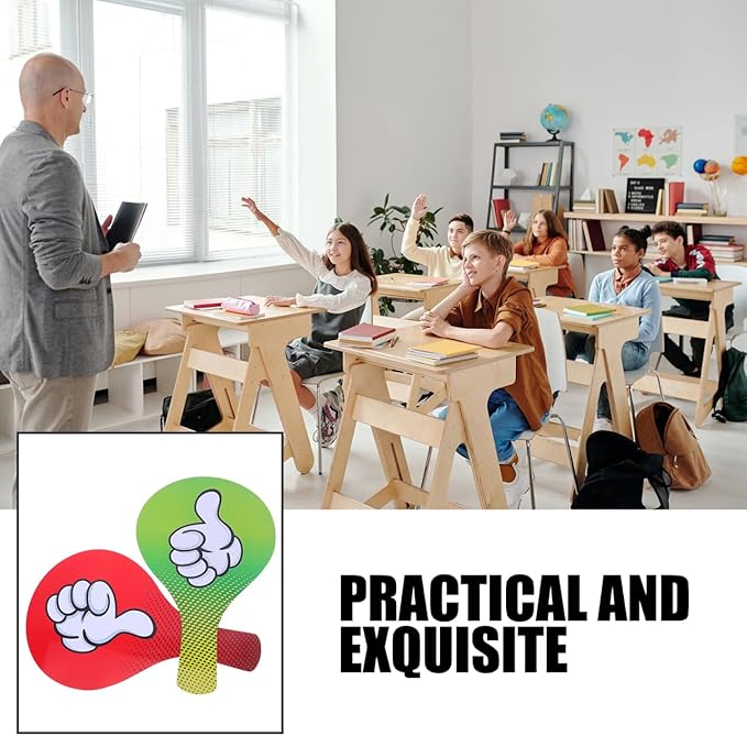 ibasenice Thumbs up Thumb Down Paddles 2-Pack Classroom Voting Paddle Signs for Teacher Student Interaction PVC 8.27X5.12 Inches School Supplies