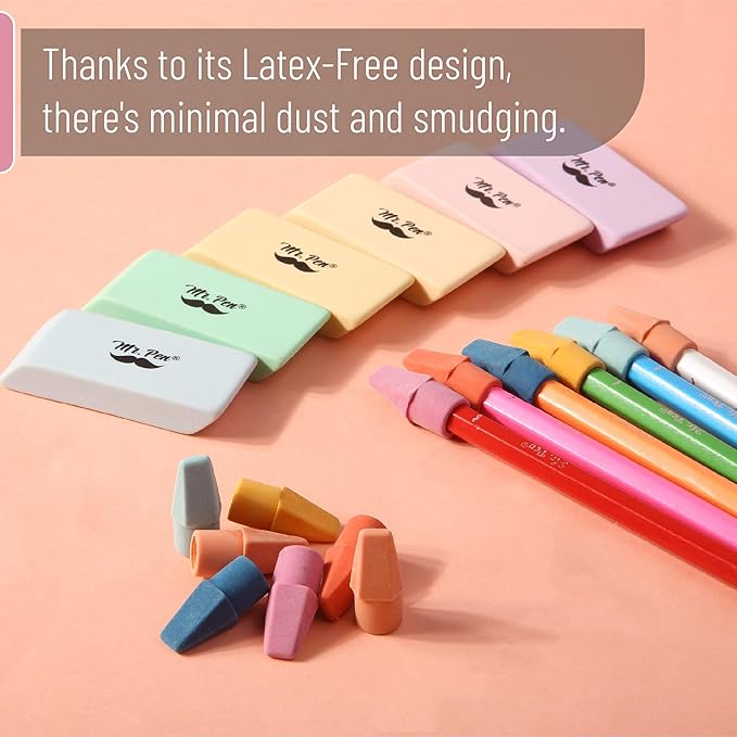 Mr. Pen- School Eraser Combination Set, 66 Pack, Colorful, Latex Free Erasers for School, Office, Art Sketching, Homework, Exams, Clean Smudge-Free Correction