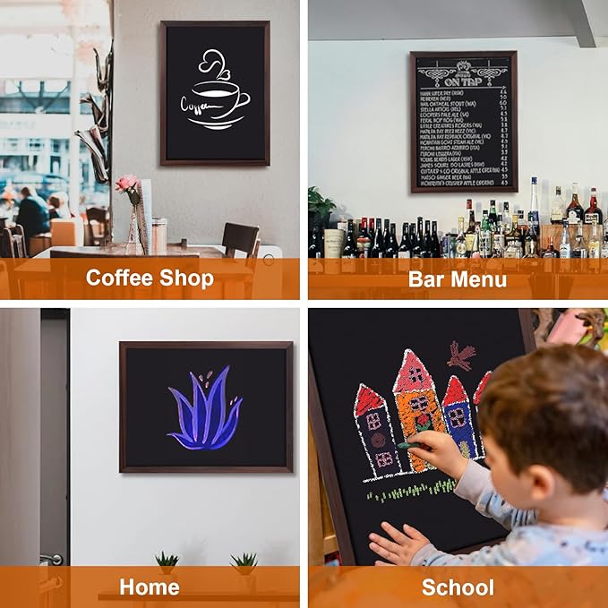 Comix Magnetic Chalkboard, 18 x 24 Inches Wooden-Framed Blackboard for Kids, Hanging Chalk Board for Home Kitchen Restaurant Menu