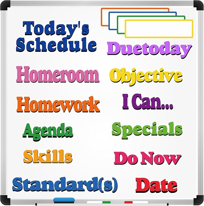 16 Pcs Classroom Schedule Magnets Reusable Today's Schedules Magnetic Course Labels with Dry Erase Blank Magnetic Labels for Bulletin Board Whiteboard Homeschooling (Daily Schedules)