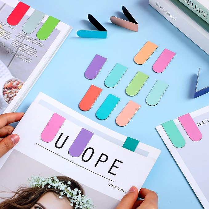 Yeaqee 260 Pcs 130 Pcs Magnetic Bookmarks Bulk Cute Book Marker Clip Planner Bookmark Clip Magnetic Page Markers Reading Accessories for Lovers Women Men Teachers Students