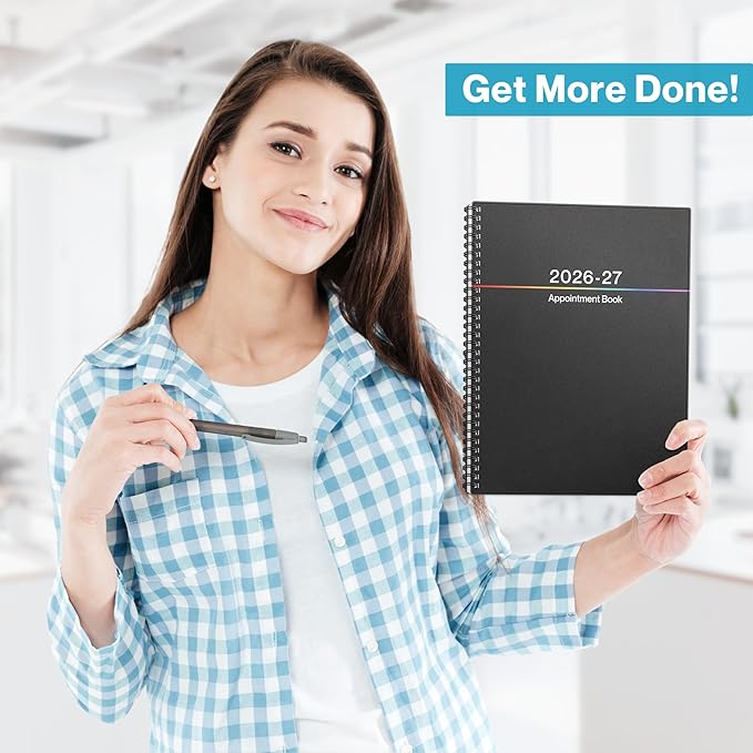 Dunwell 2026-2027 Appointment Book 8.5 x 11, July 2026 to June 2027, 15-Minute Hourly Schedule Planner with Colorful Tabs, Daily Professional Agenda