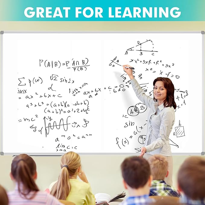 JILoffice Large Magnetic White Board, Dry Erase Whiteboard 96 x 48 Inch, 2 Pack, Silver Aluminum Frame Wall Mounted Board for Office Home and School