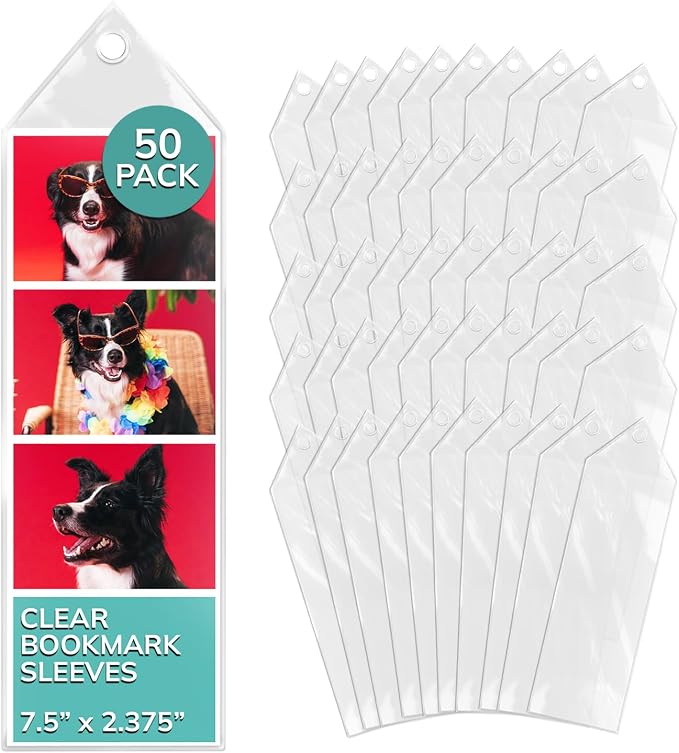 pbf PHOTO BOOTH FRAMES Vinyl Sleeves for Shutterbooth Photos | DIY Photo Strip Holder | Personalized, Clear Bookmarks (50-Pack)