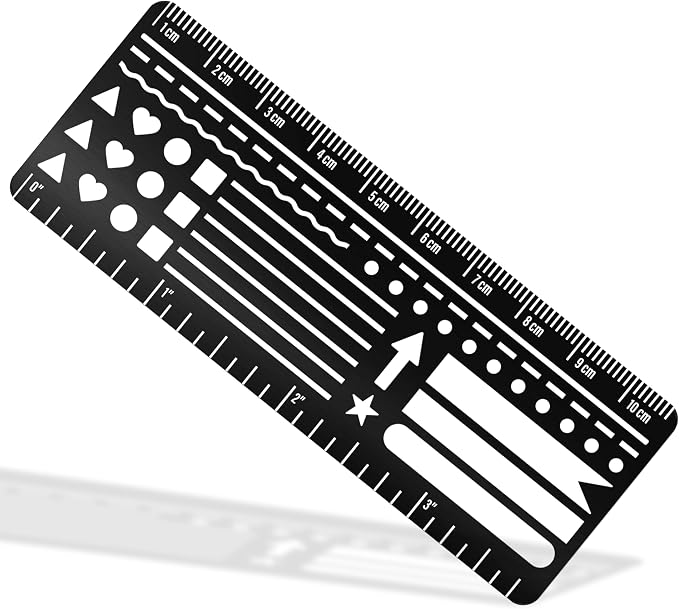 Stainless Steel Pocket Journaling Card – Bullet Point Stencils, Planner Stencils, Calendar Stencil & Habit Tracker – Unique Shapes Journal Ruler & Bookmark for A5 Planners & Journaling Supplies