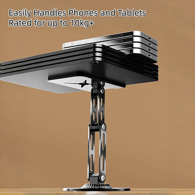 Cell Phone Stand for Desk - [Height Adjustable] Foldable Phone Holder, Portable Stand for iPhone 17 16 15 14 13 12 11 Pro Max Plus Air, Galaxy S25 S24, Telephone, Office Accessories, Silver