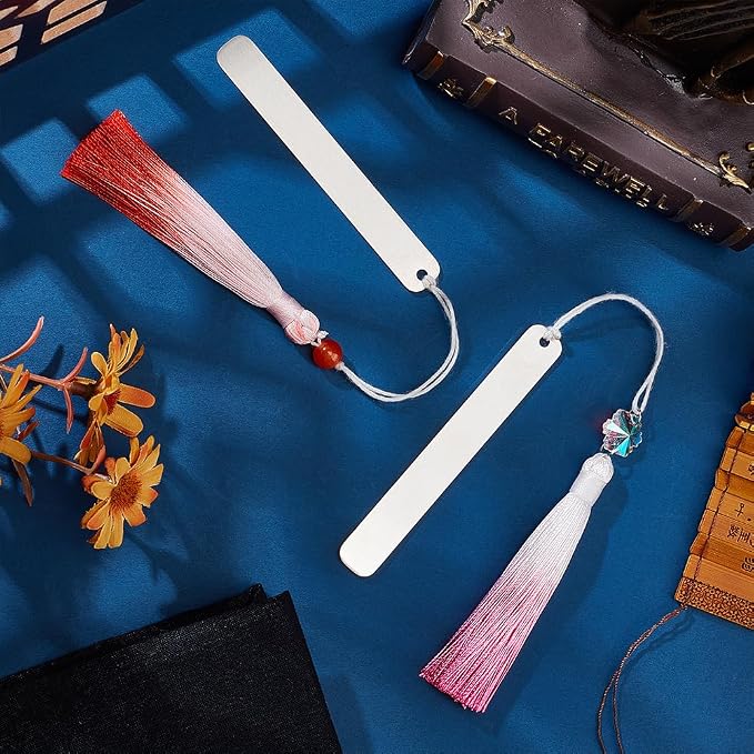 UNICRAFTALE 10Pcs Stainless Steel Bookmark Rectangle Stamping Blank Tags 90mm Long Bookmarks Pendant Decoration Metal Blank Bookmarks Tags Stamping Charms for DIY Craft Tag