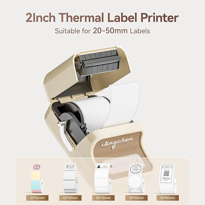 NIIMBOT B21 Bluetooth Label Maker (White) with 1 Roll White Label Tape 40×30mm-230Labels/Roll